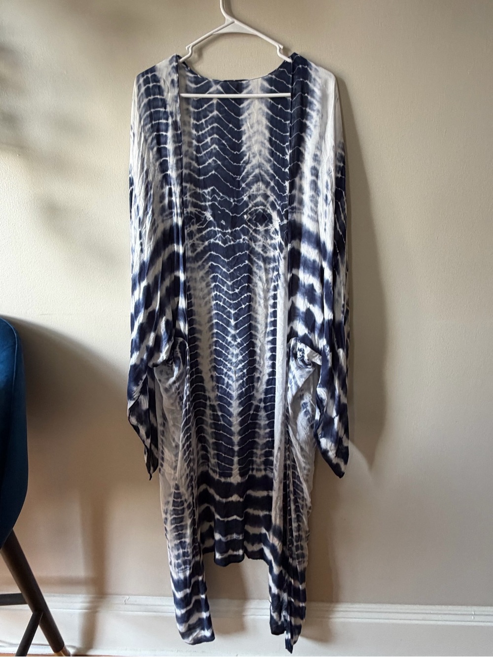 Navy and White Tie-Dye Kimono